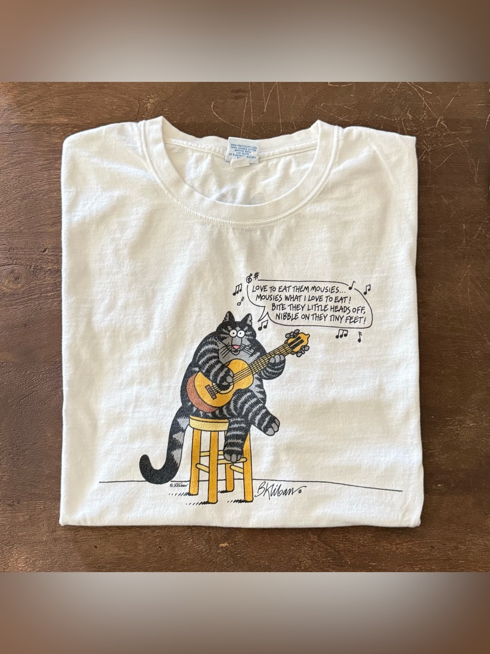 Vintage B Kilban Cat ‘Love To Eat Them Mousies’ Crazy Shirt Hawaii T-shirt Sz XL